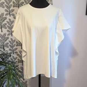 Worthington Cream Ruffle Sleeve Blouse